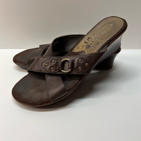 THOM MCAN vintage bohemian strappy brown leather slide on sandals size 9 - Picture 4 of 9